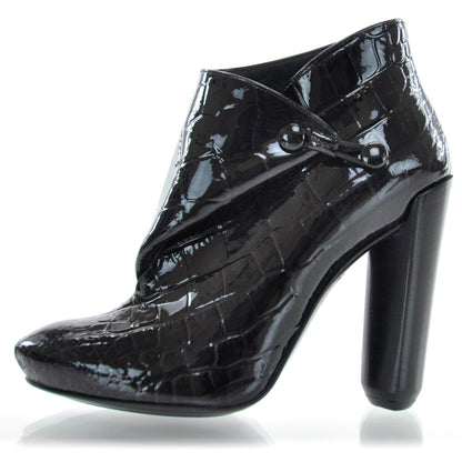 Louis Vuitton Crocodile Embossed Patent Leather Delft Cornelia Ankle Boots 35 Black 2 of 7