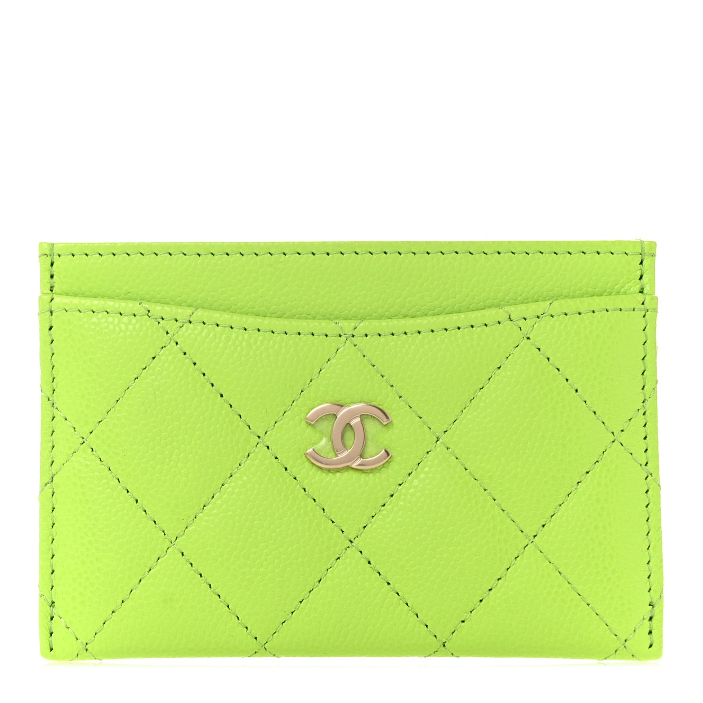 Caviar Quilted Card Holder Green