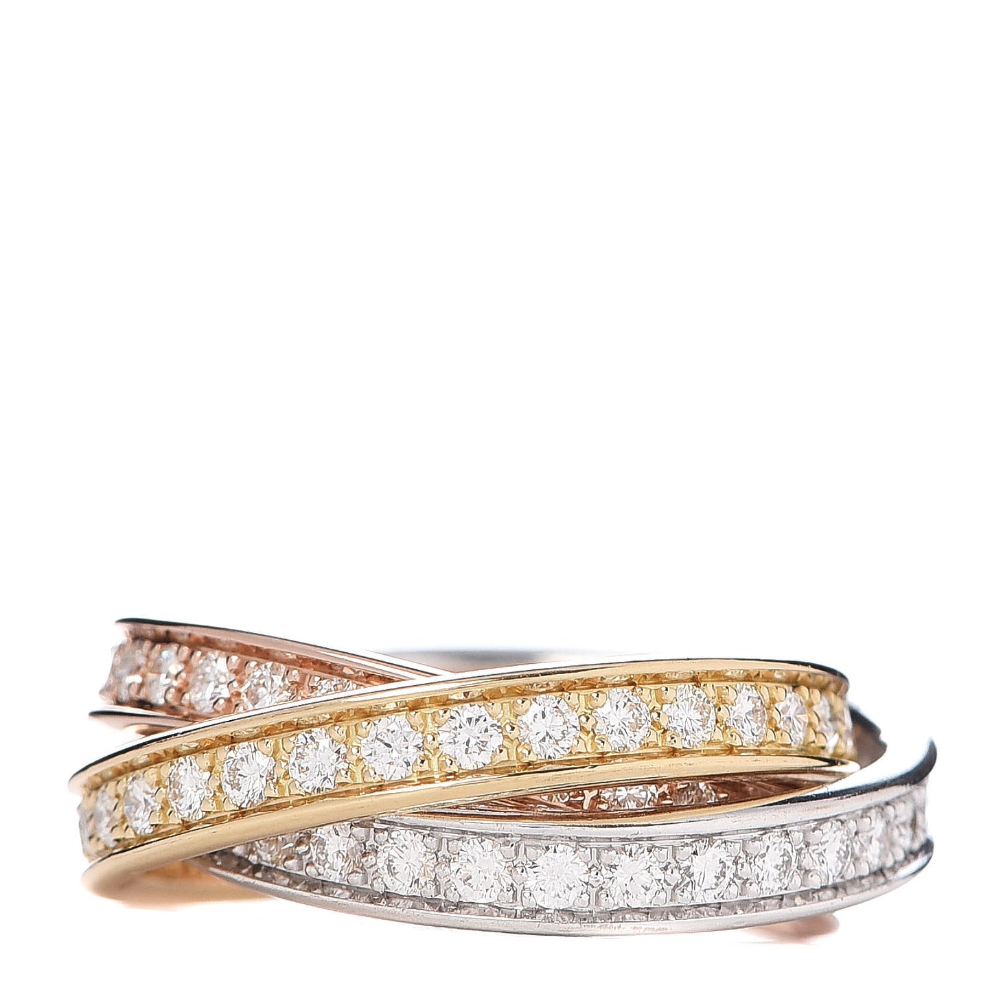 18K White Yellow Pink Gold Diamond Trinity Ring 51 5.75