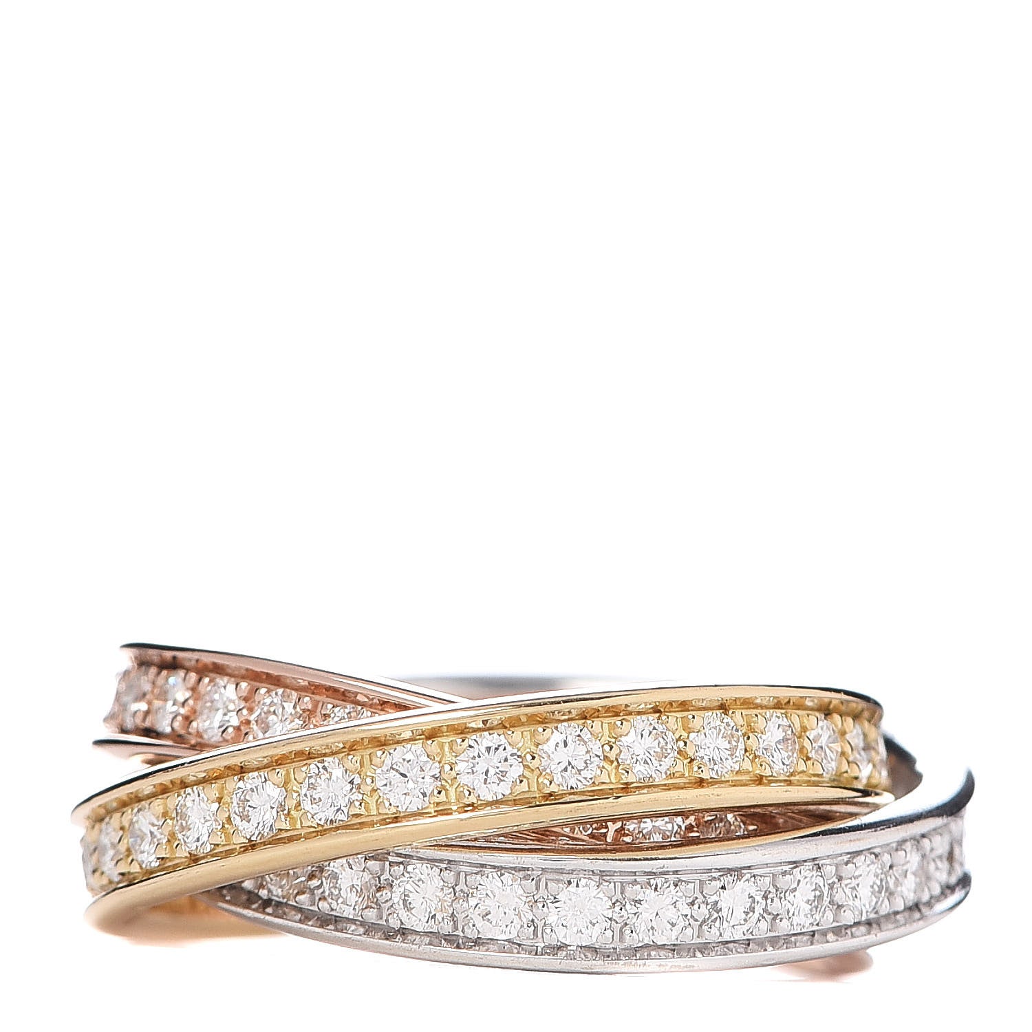 Cartier 18K White Yellow Pink Gold Diamond Trinity Ring 51 5.75 3 of 4