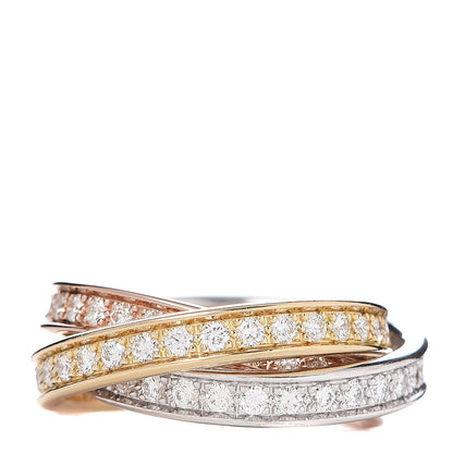 Cartier 18K White Yellow Pink Gold Diamond Trinity Ring 51 5.75 3 of 4