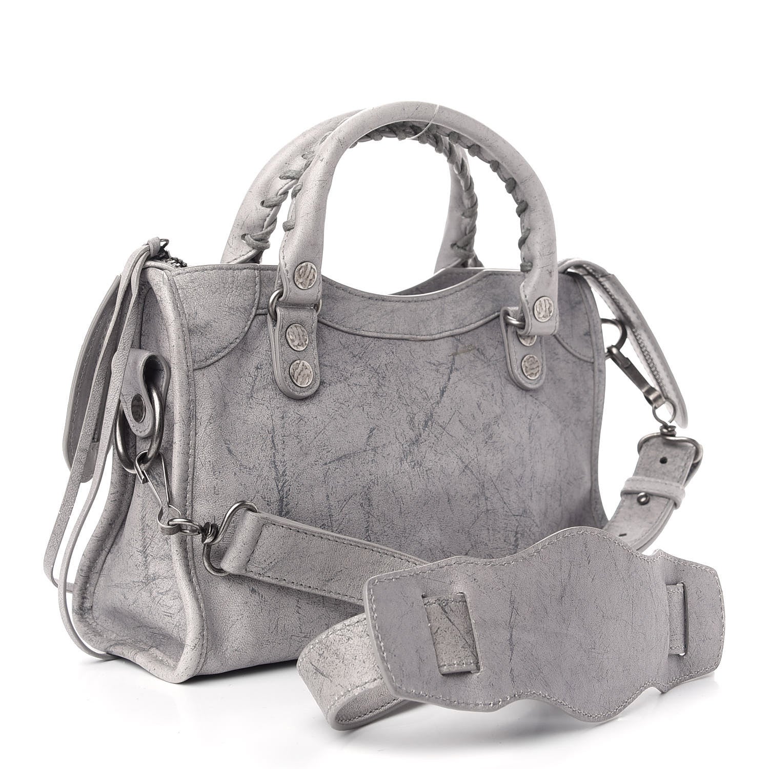 Balenciaga Agneau Marble Hardware Mini City Grey 3 of 9