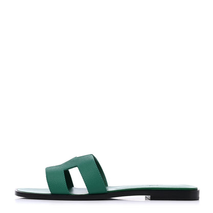 Hermes Epsom Oran Sandals 38.5 Vert Emeraude 1 of 13