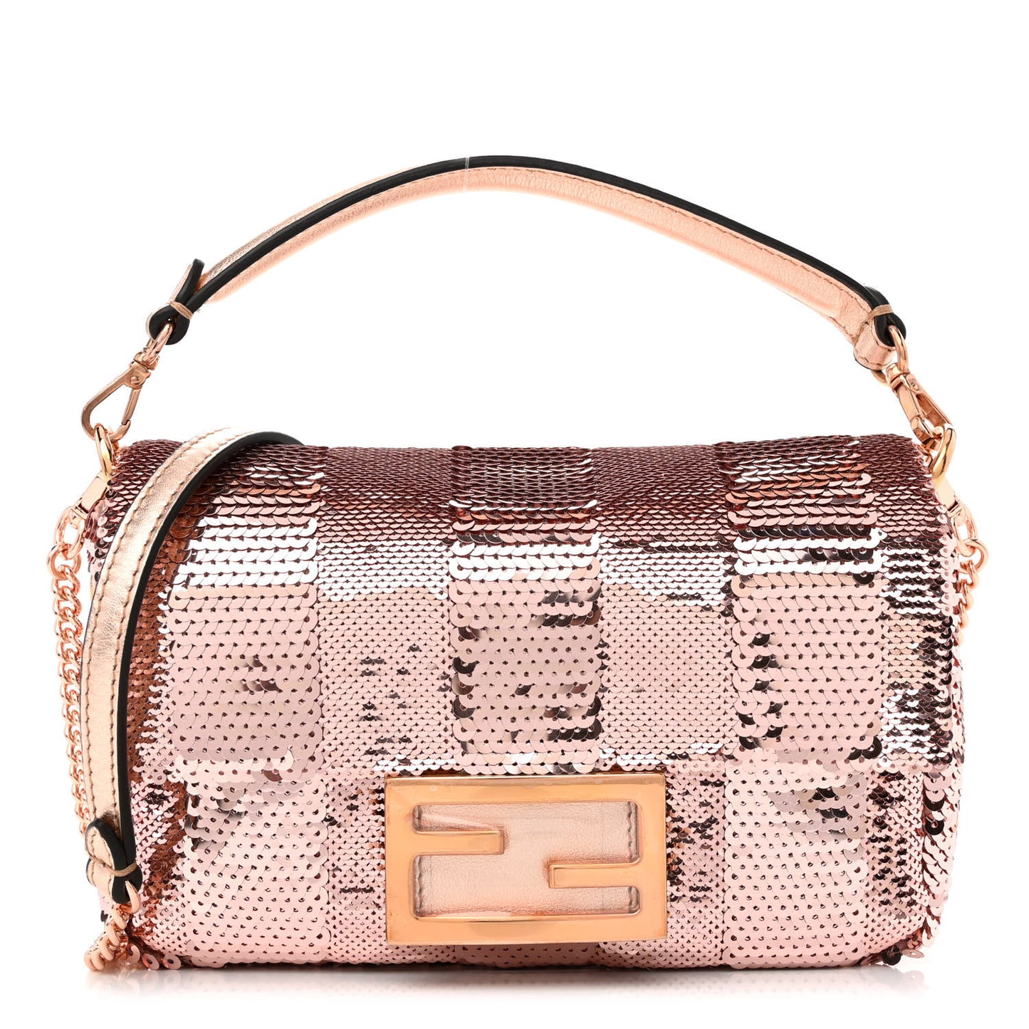 Sequin Metallic Nappa Pequin Mini Baguette Rame