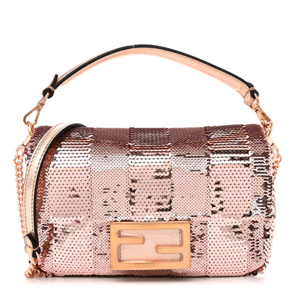 Fendi Sequin Metallic Nappa Pequin Mini Baguette Rame 1 of 11