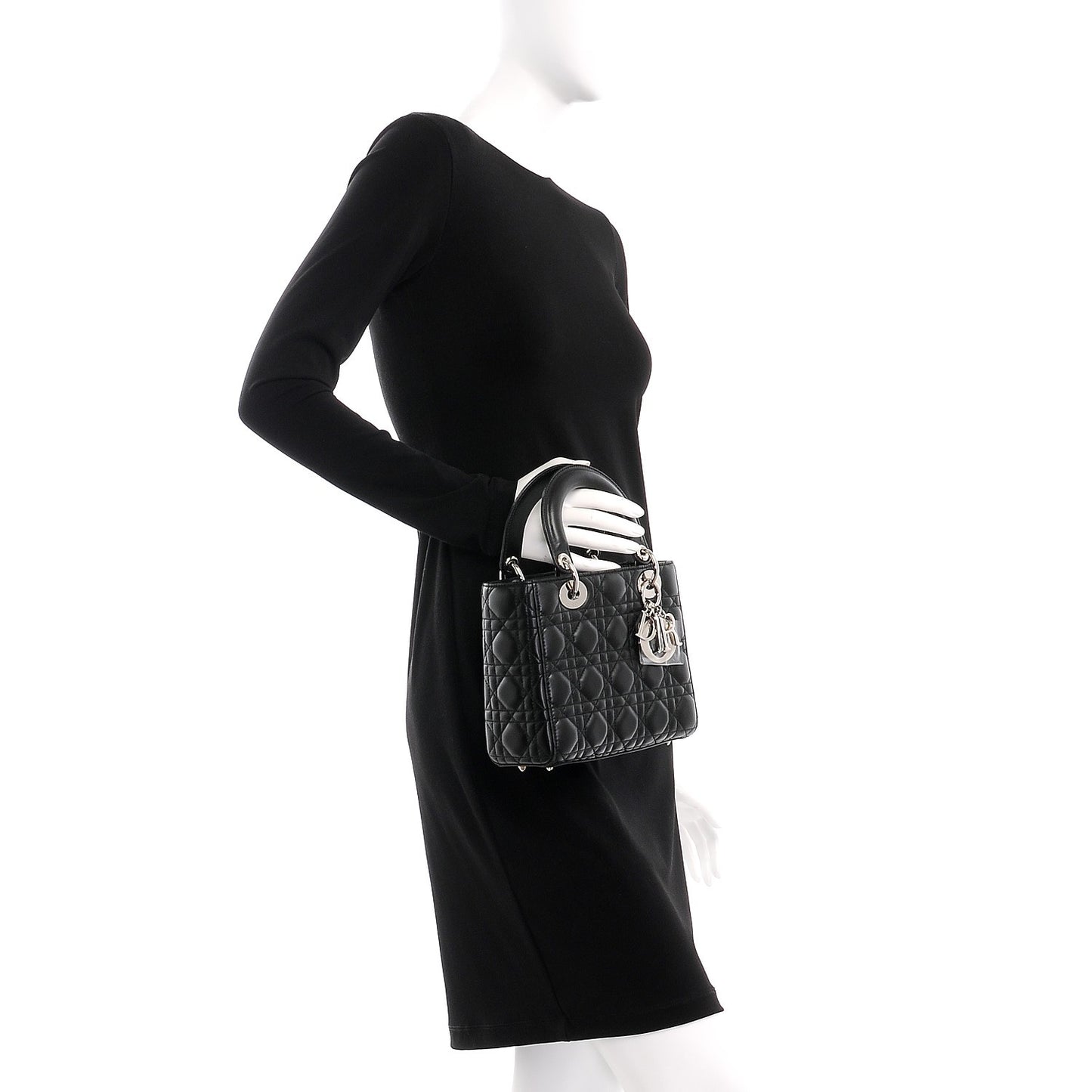 Lambskin Cannage Small Lucky Badges My Lady Dior Black