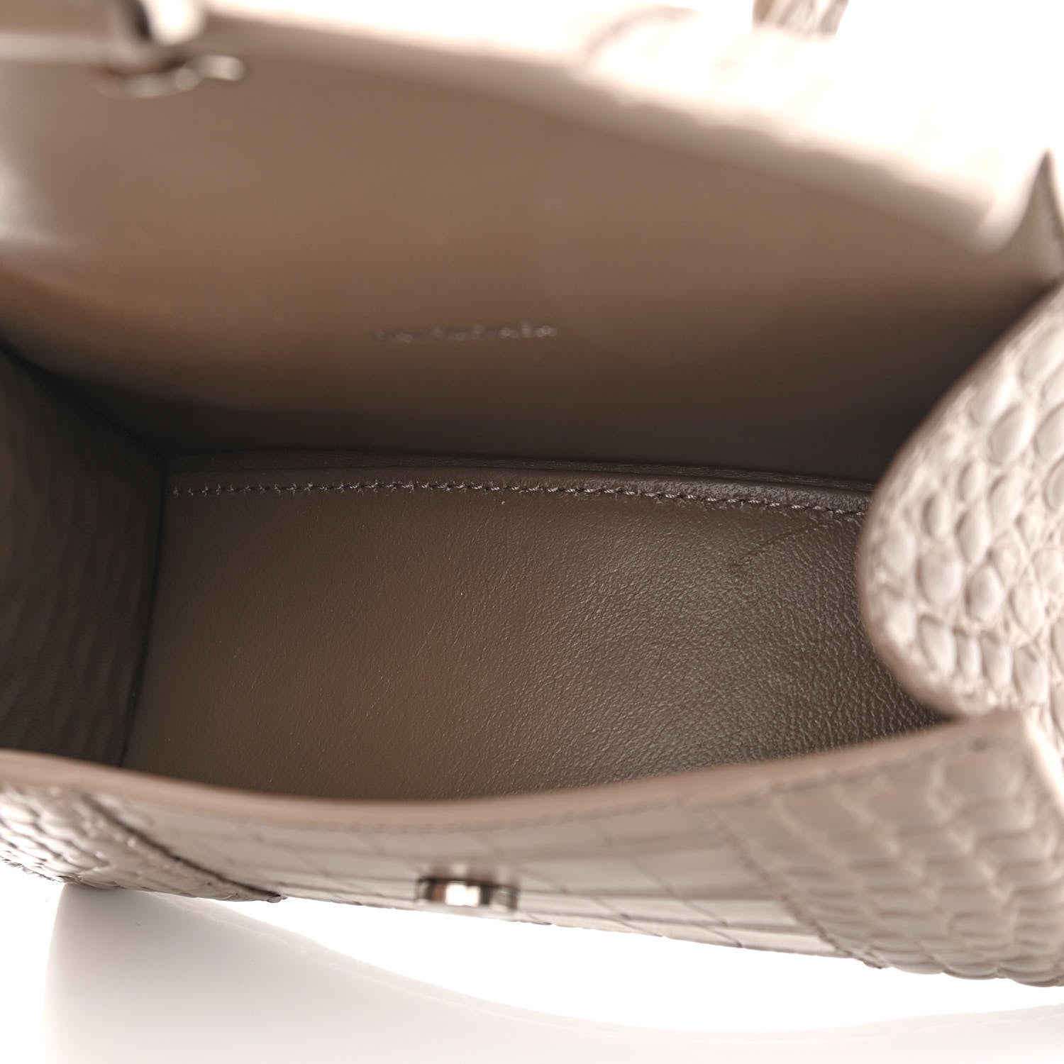 Balenciaga Shiny Calfskin Crocodile Embossed Hourglass Top Handle Bag XS Mink Grey 5 of 12