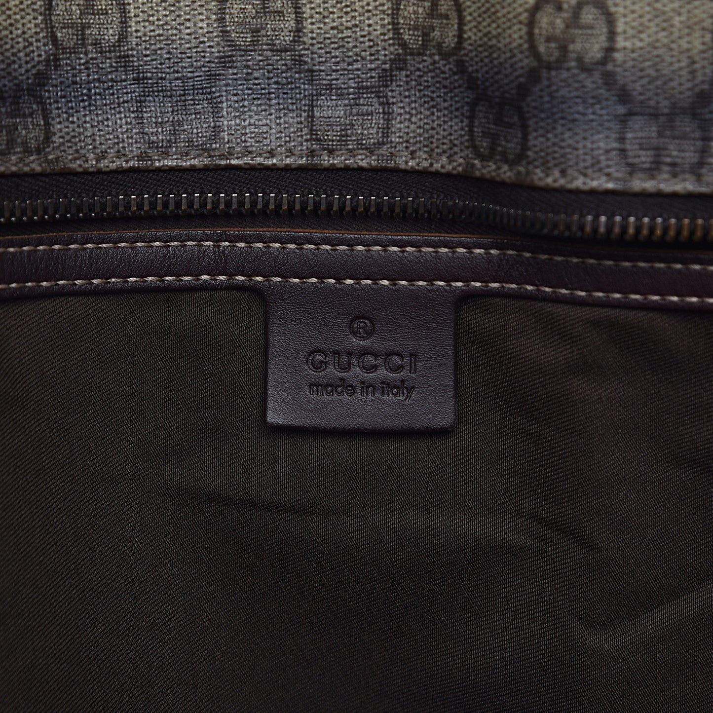 GG Supreme Monogram Large Zippered Shopping Tote Brown