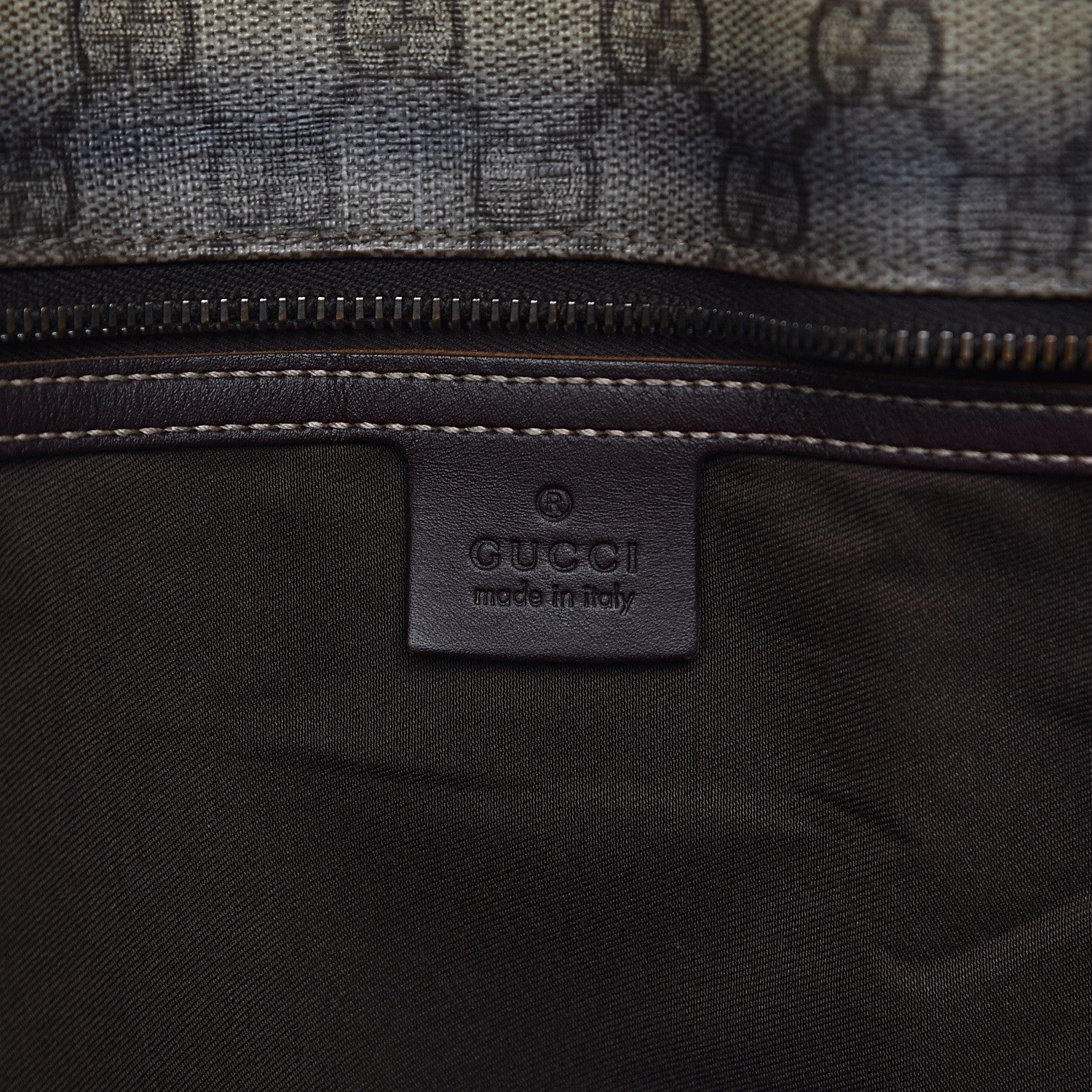 Gucci GG Supreme Monogram Large Zippered Shopping Tote Brown 6 of 13