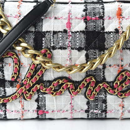 Chanel Tweed Calfskin Signe Hobo Coral White Black 10 of 10