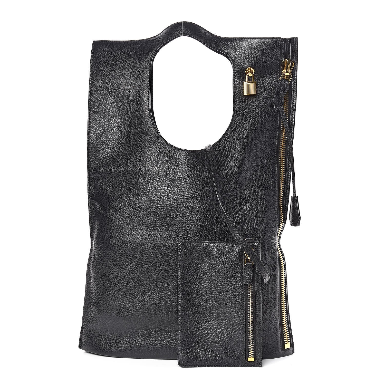 Tom Ford Ramskin Large Alix Padlock Zip Shoulder Bag Black 1 of 10