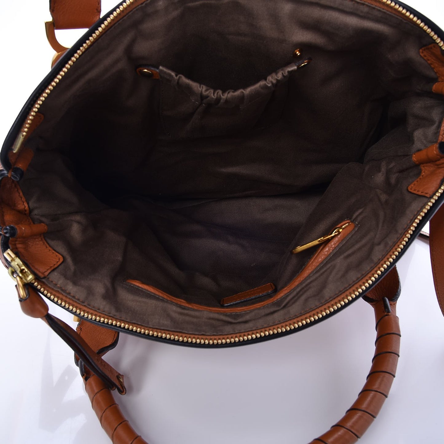 Calfskin Braided Large Marcie Satchel Caramel