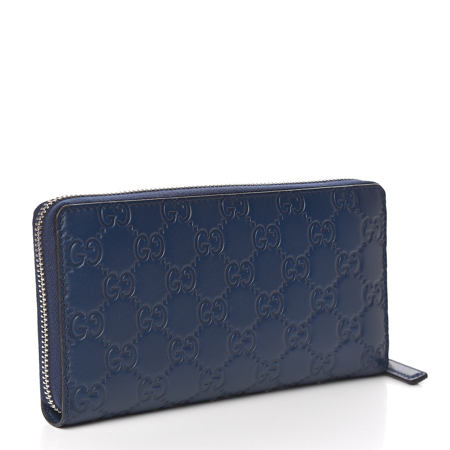 Gucci X MLB Guccissima Signature NY Yankees Embroidered Zip Around Wallet Royale Ivory 3 of 9