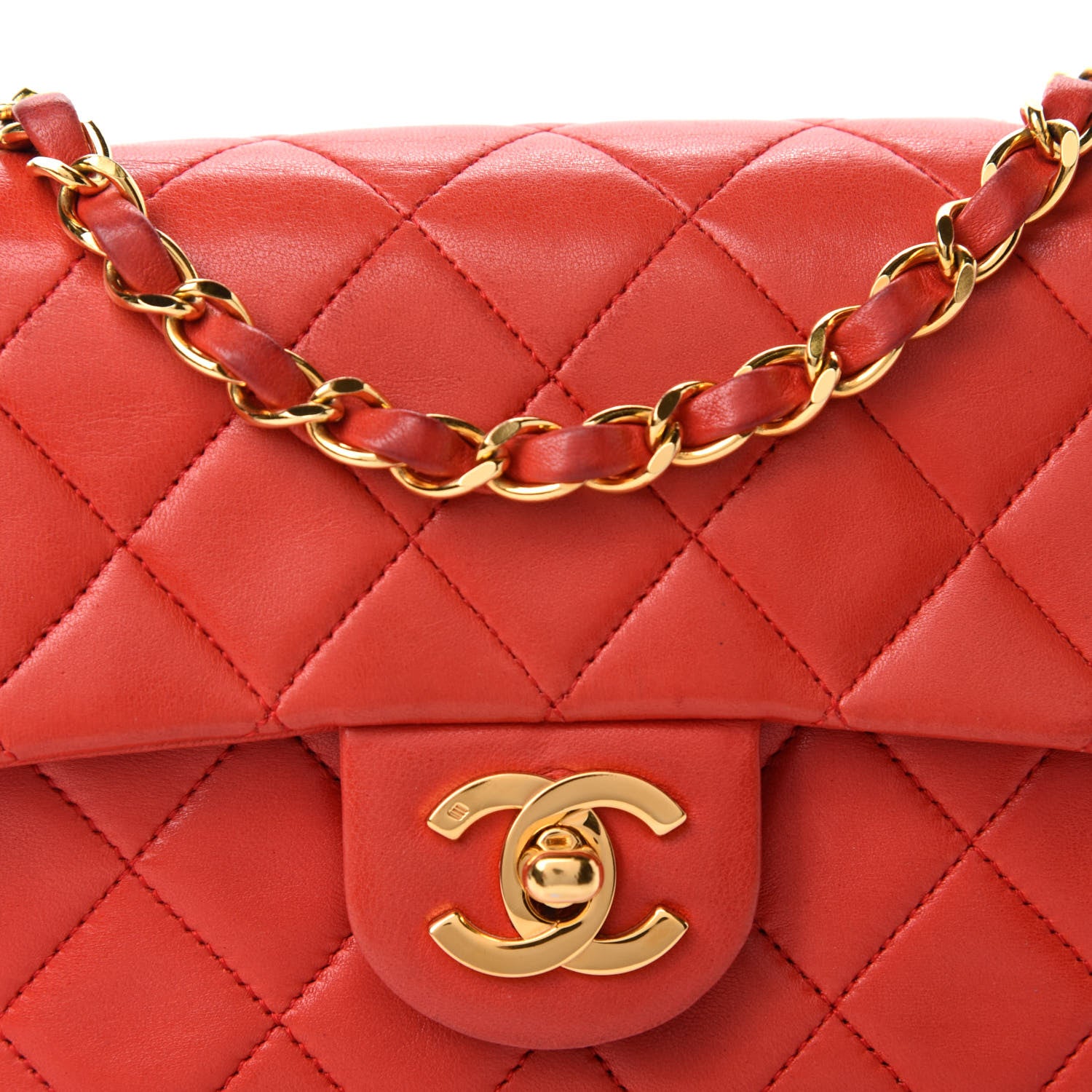 Chanel Lambskin Quilted Mini Square Flap Red 14 of 14