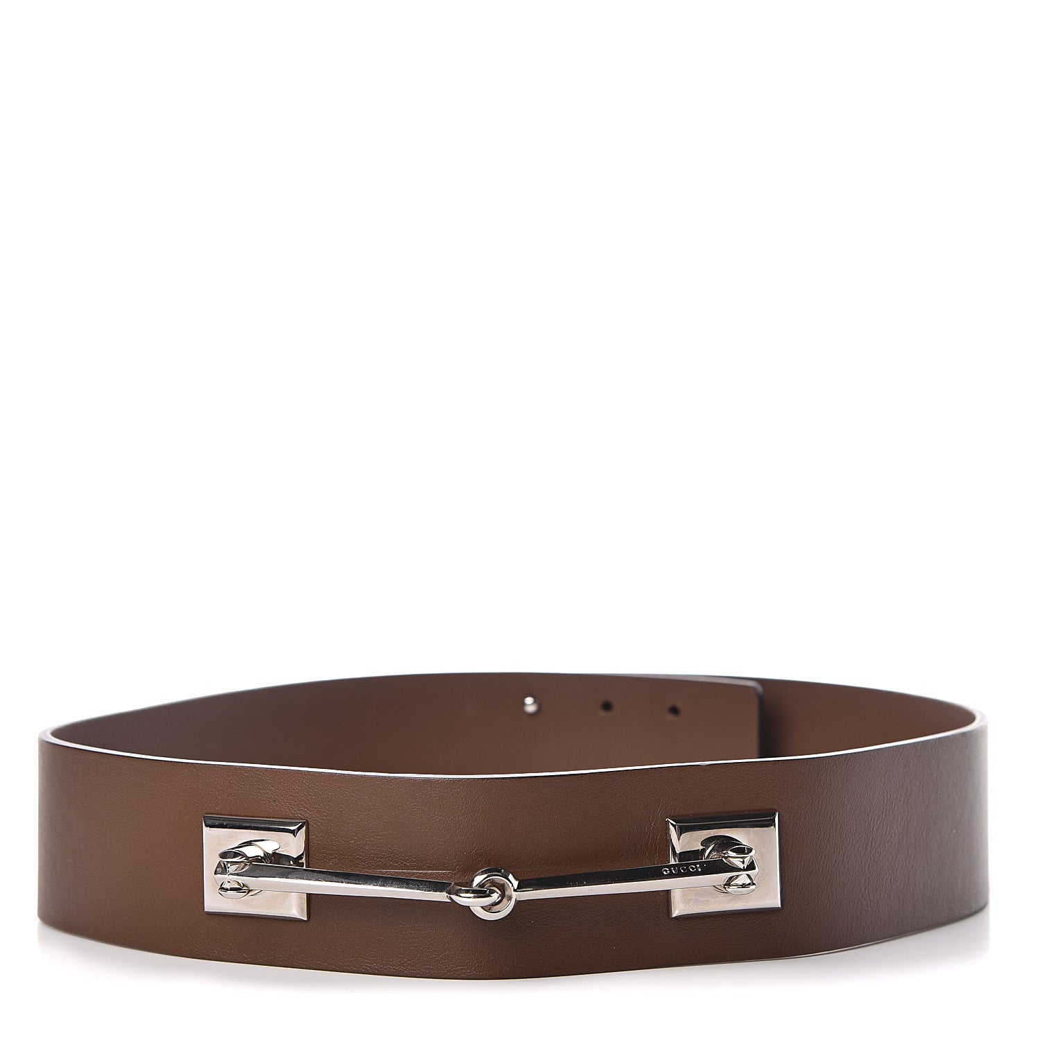Gucci Calfskin Horsebit Wide Belt 80 32 Brown 1 of 6