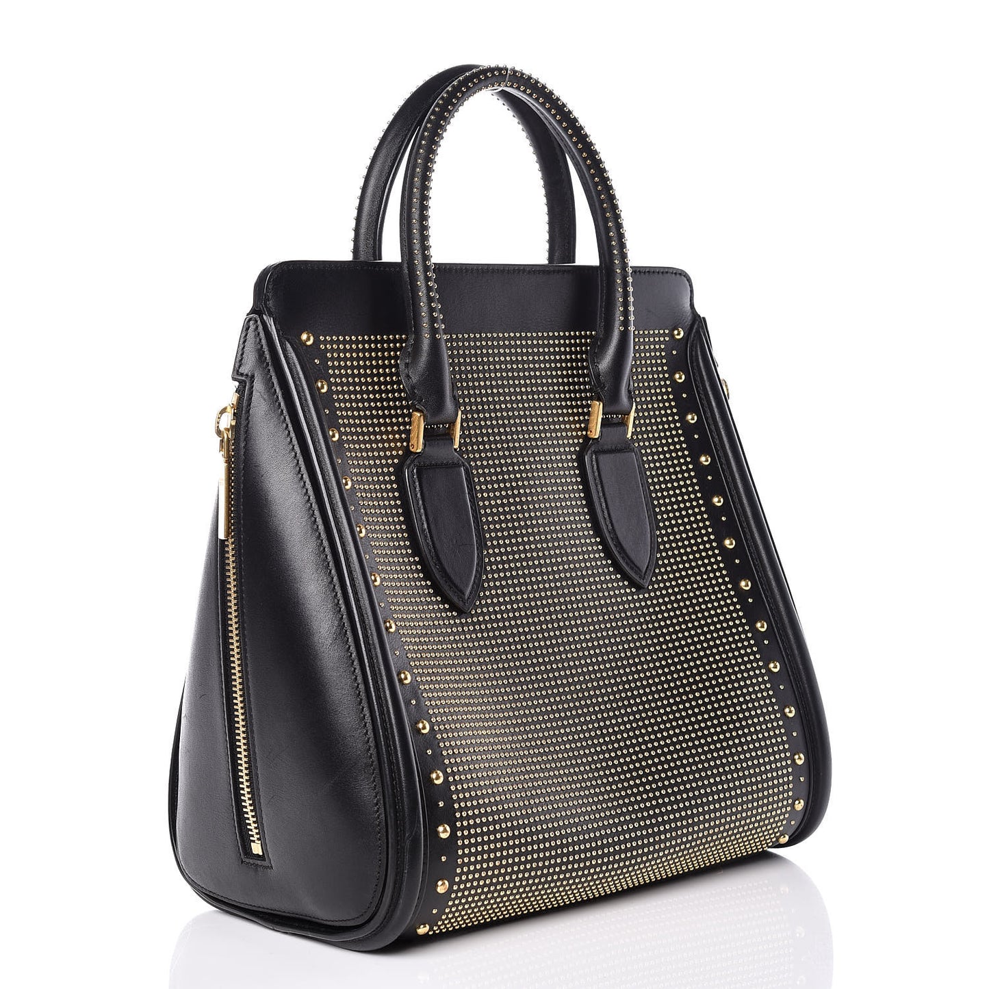 Calfskin Studded Large Heroine Black