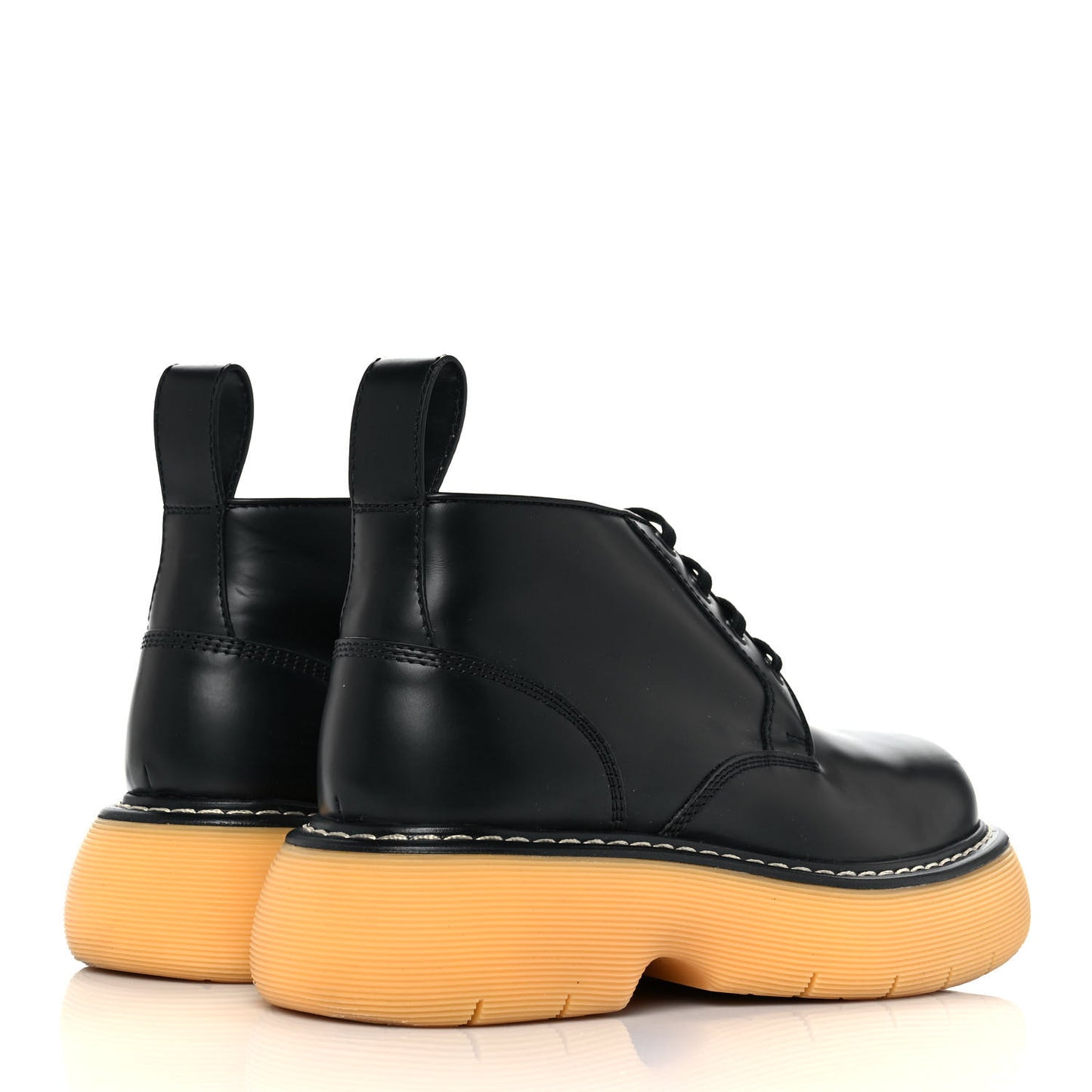 Calfskin The Swell Lace Up Ankle Boots 39 Black Natural Rubber