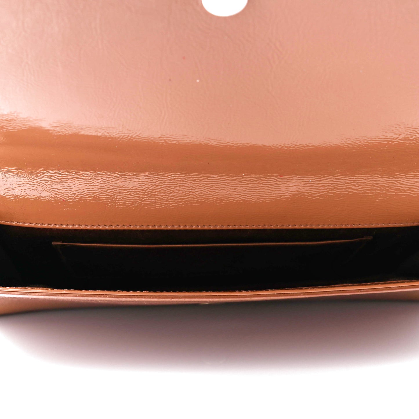 Textured Patent Calfskin Monogram Large Belle De Jour Clutch Tobacco