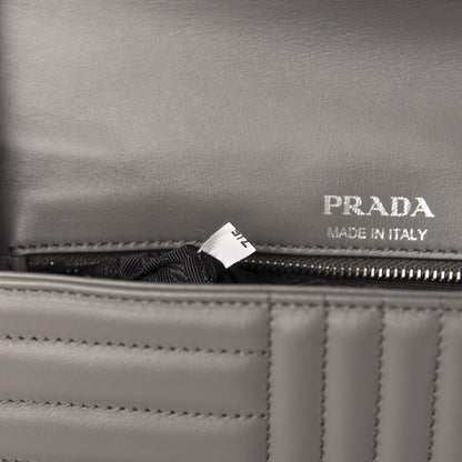 Prada Soft Calfskin Impunture Diagramme Medium Chain Flap Shoulder Bag Mercurio 7 of 10