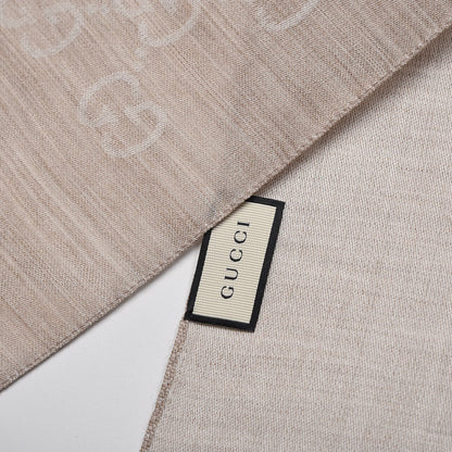 Gucci Wool Silk GG Monogram GGNat Scarf Sand 5 of 5