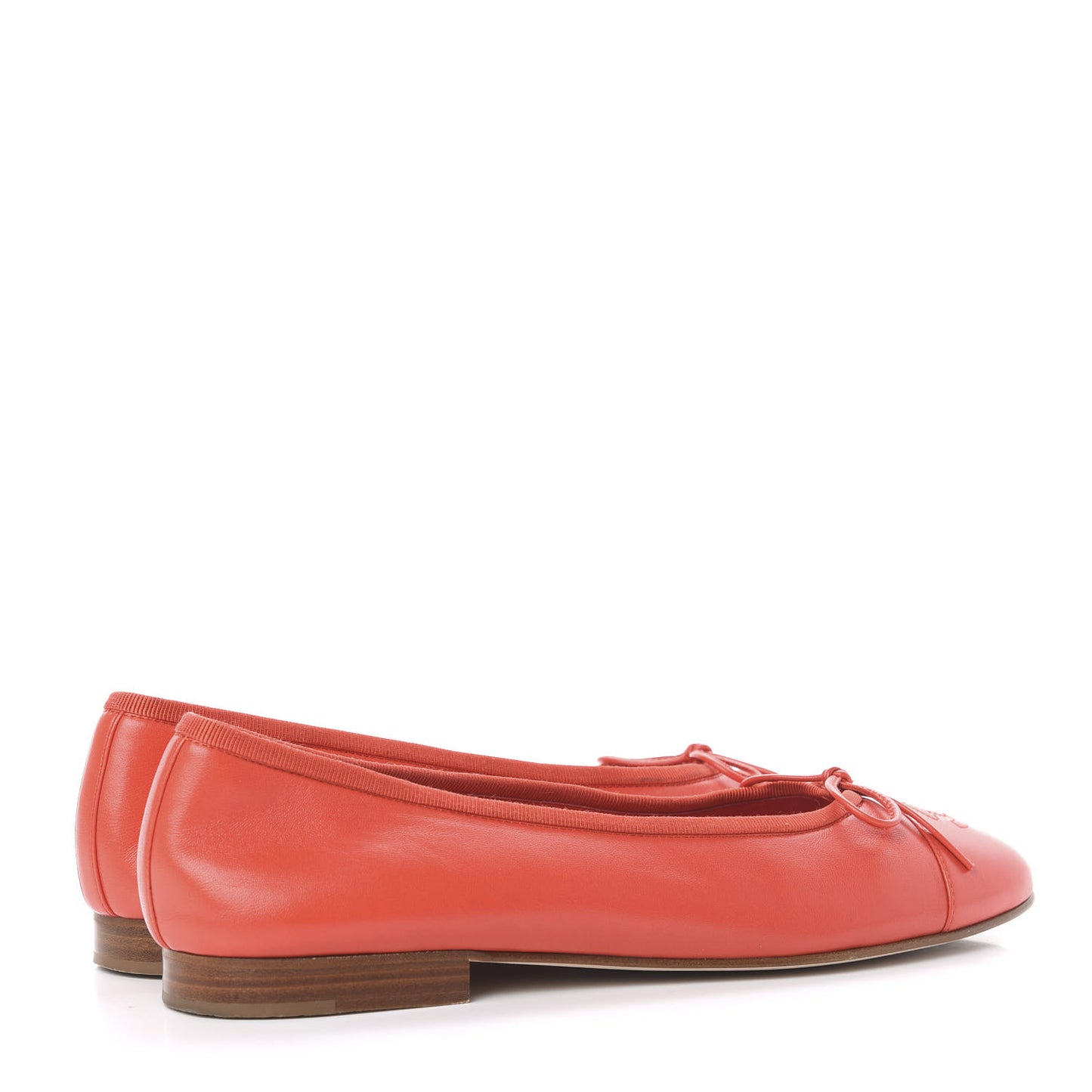 Lambskin Cap Toe Ballerina Flats 39 Red