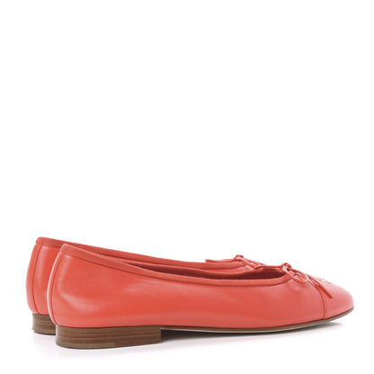 Chanel Lambskin Cap Toe Ballerina Flats 39 Red 4 of 11