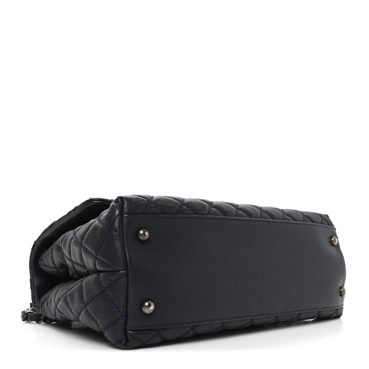Caviar Lizard Embossed Quilted Small Coco Handle Flap Navy Blue