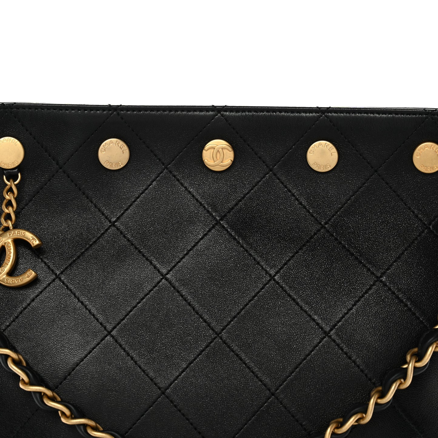 Shiny Calfskin Quilted Hobo Black