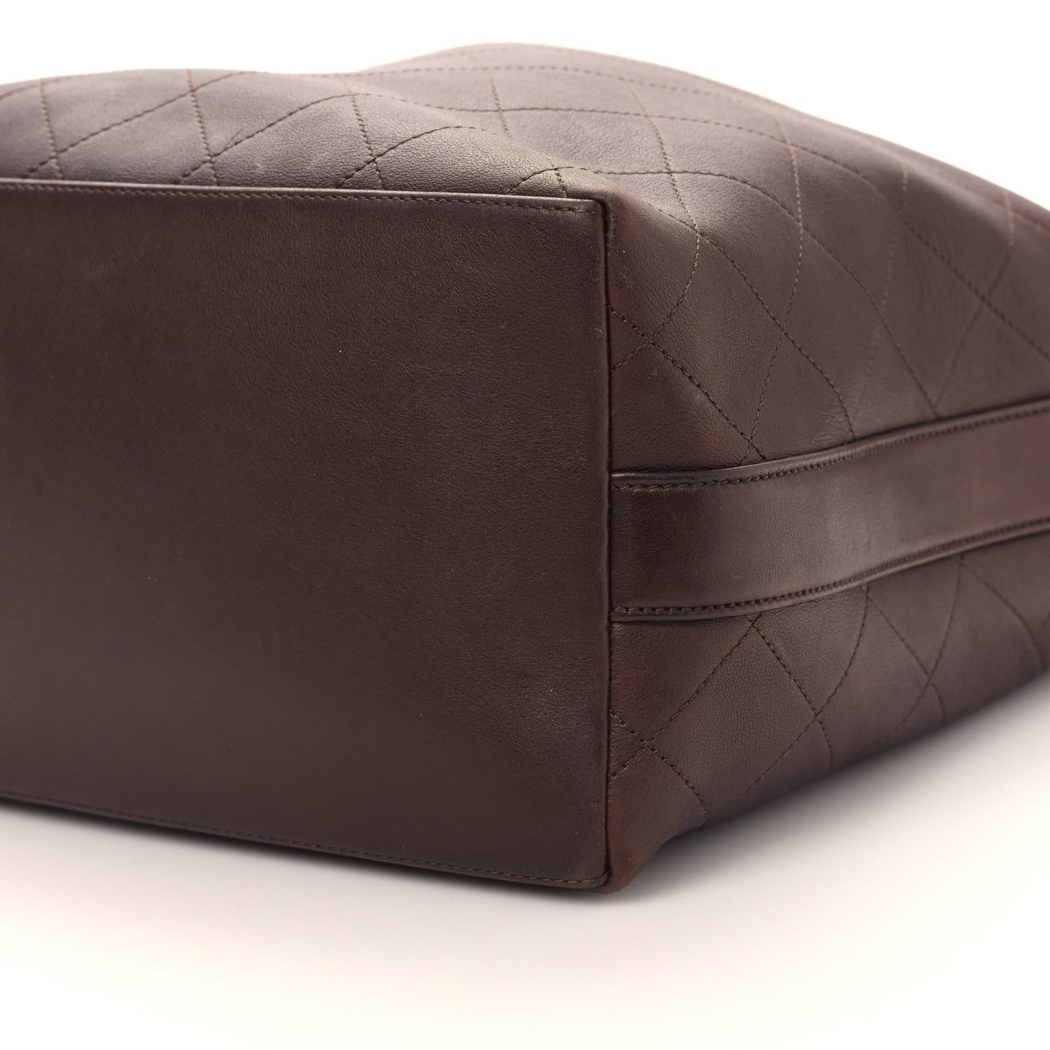 Chanel Calfskin Quilted Small On My Shoulder Drawstring Bag Brown 9 of 9
