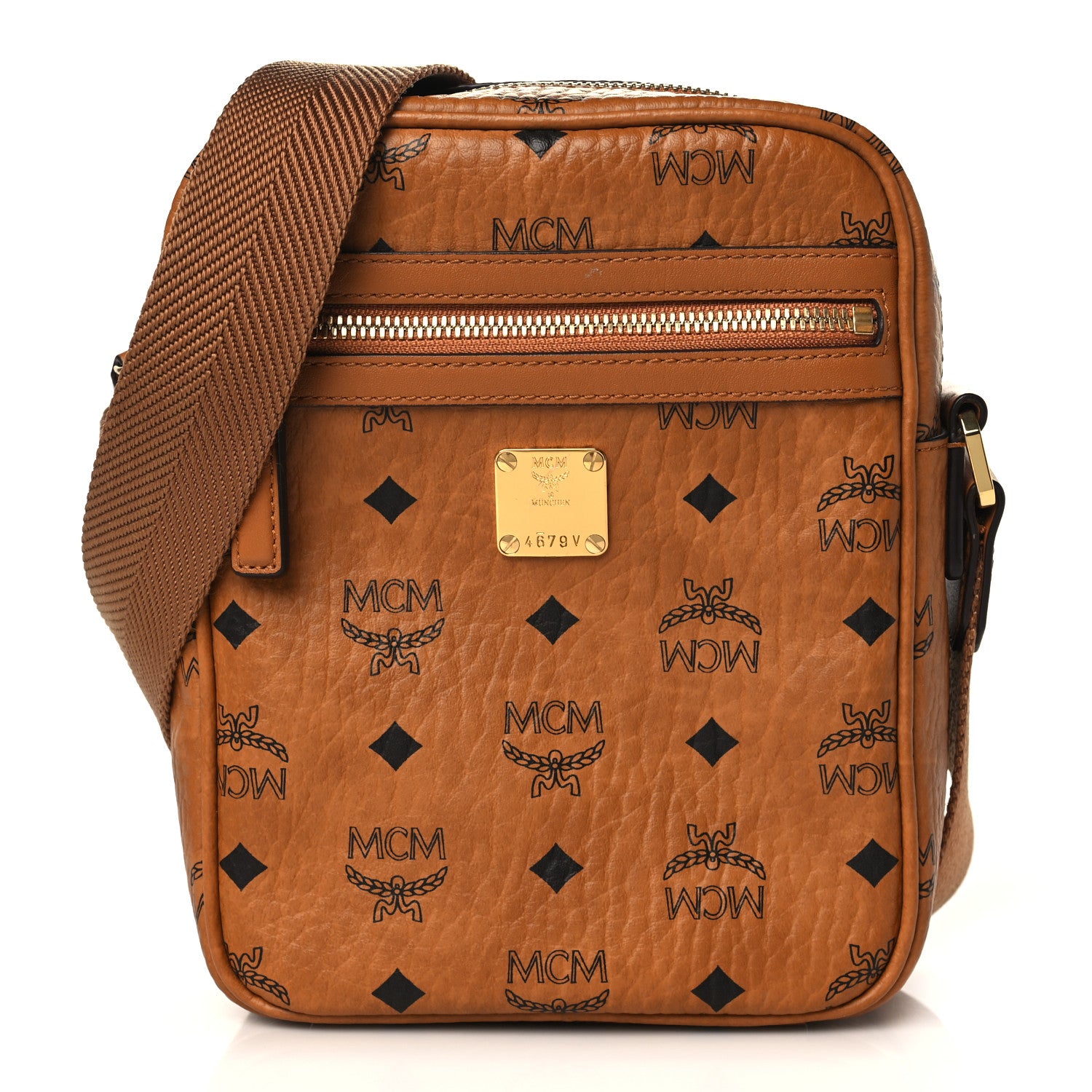 MCM Visetos Camera Crossbody Bag Cognac 1 of 8