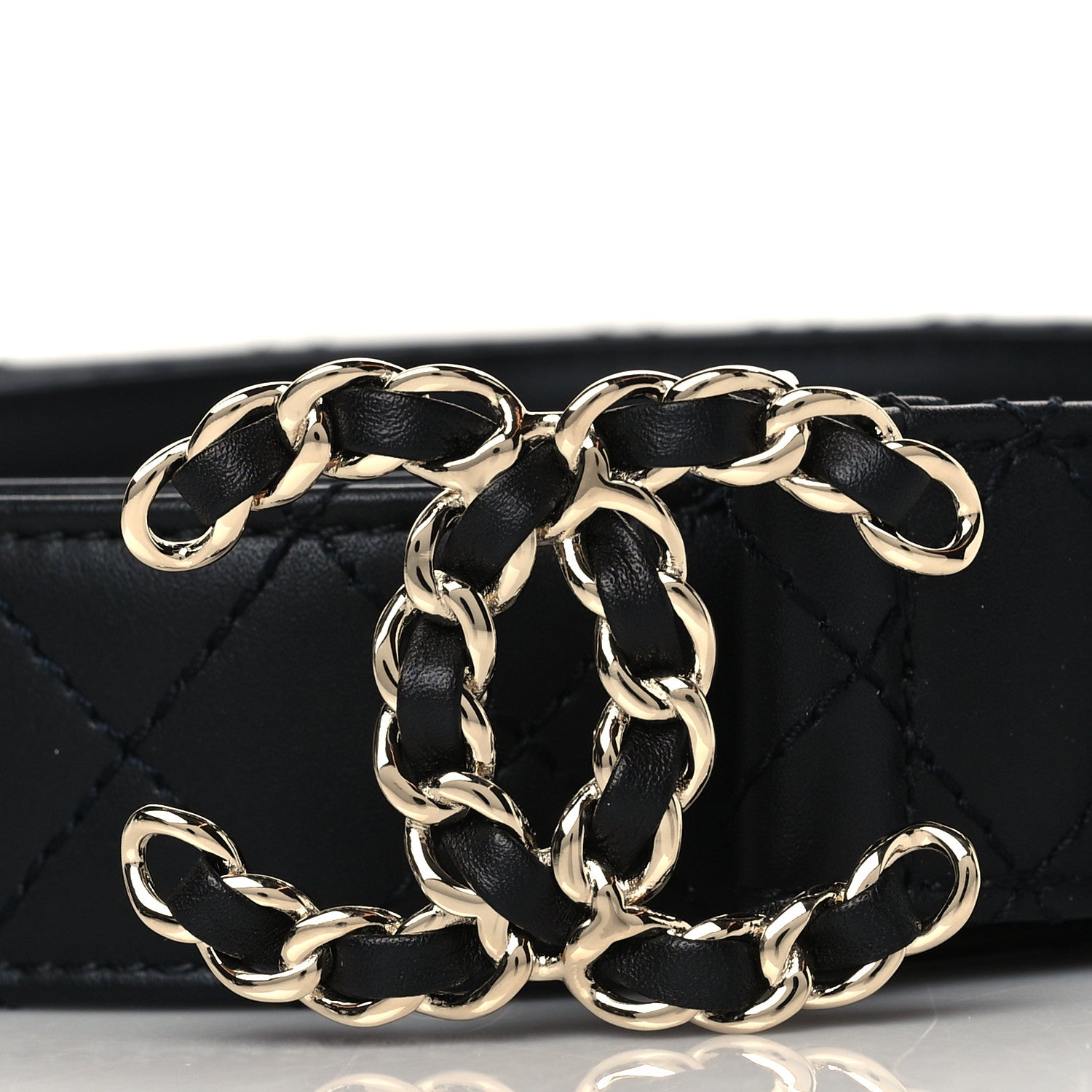 Chanel Calfskin Quilted CC Chain Belt 85 Black 2 of 9