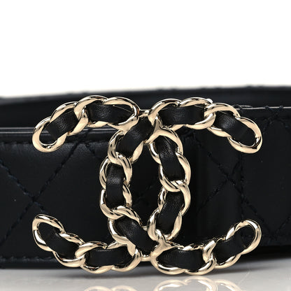 Chanel Calfskin Quilted CC Chain Belt 85 Black 2 of 9