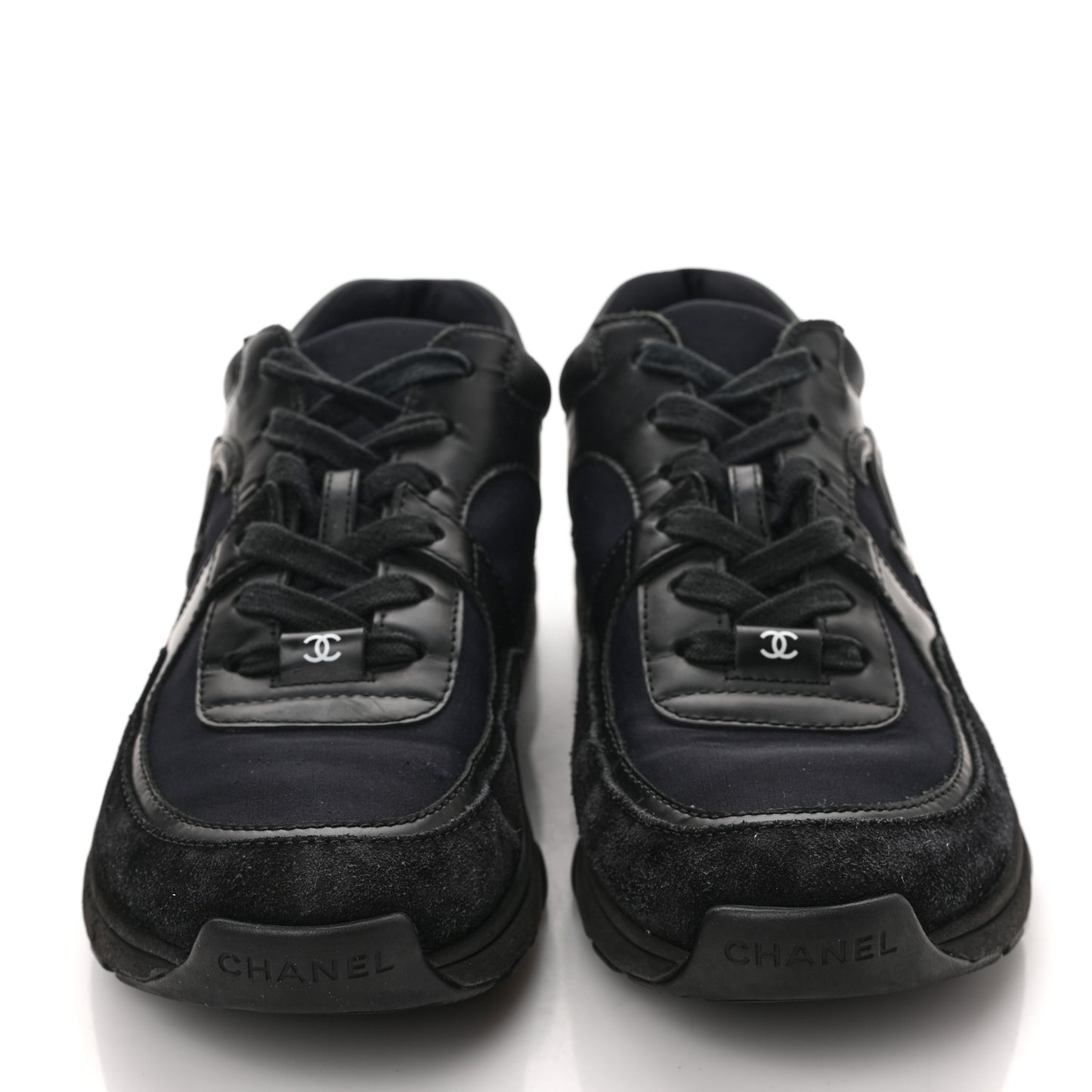 Toile Suede Calfskin CC Sneakers 38 Black