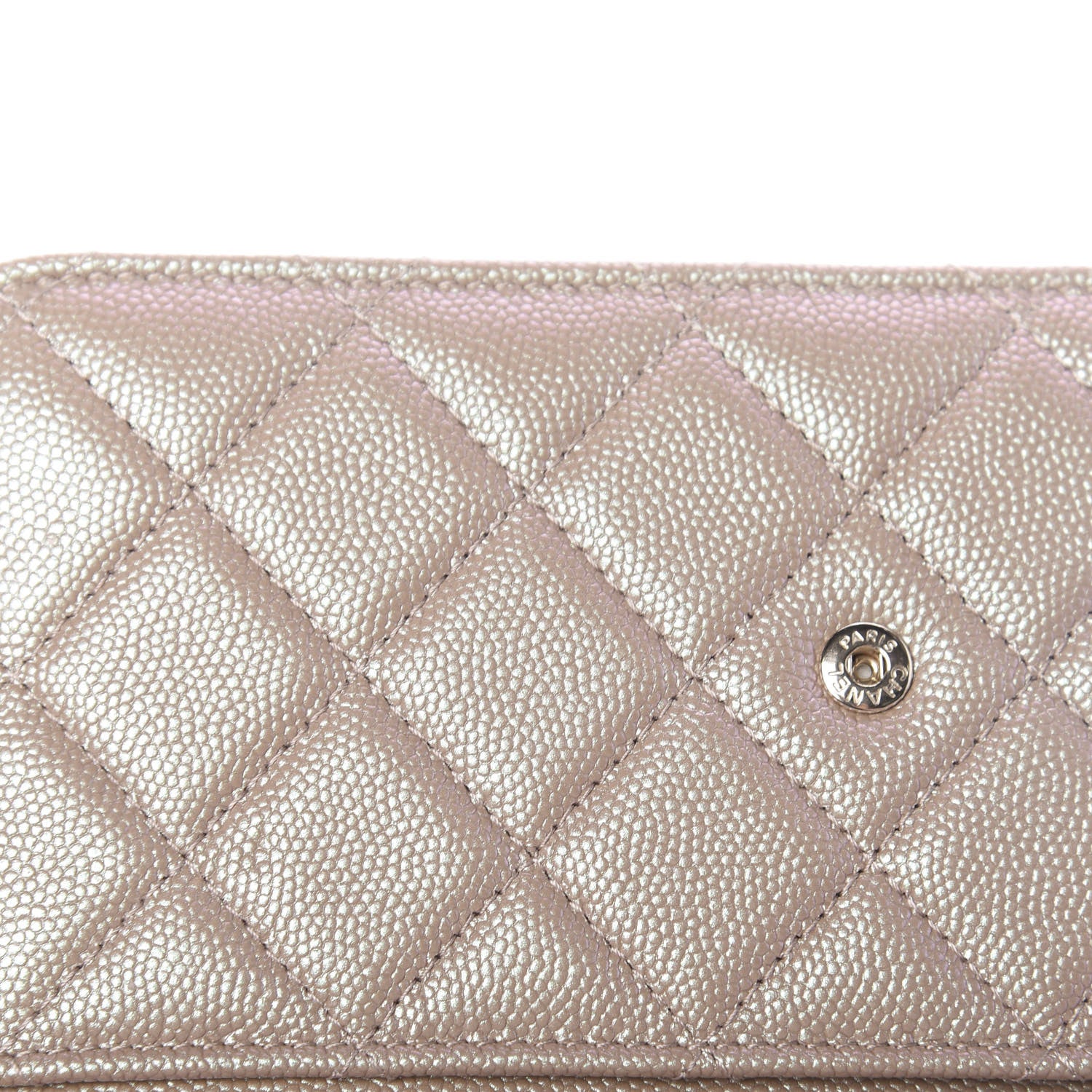 Chanel Iridescent Caviar Quilted Wallet On Chain WOC Beige 12 of 13