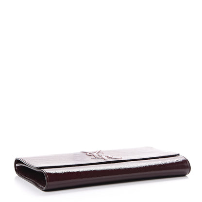 Saint Laurent Textured Patent Monogram Large Belle De Jour Clutch Burgundy 3 of 8