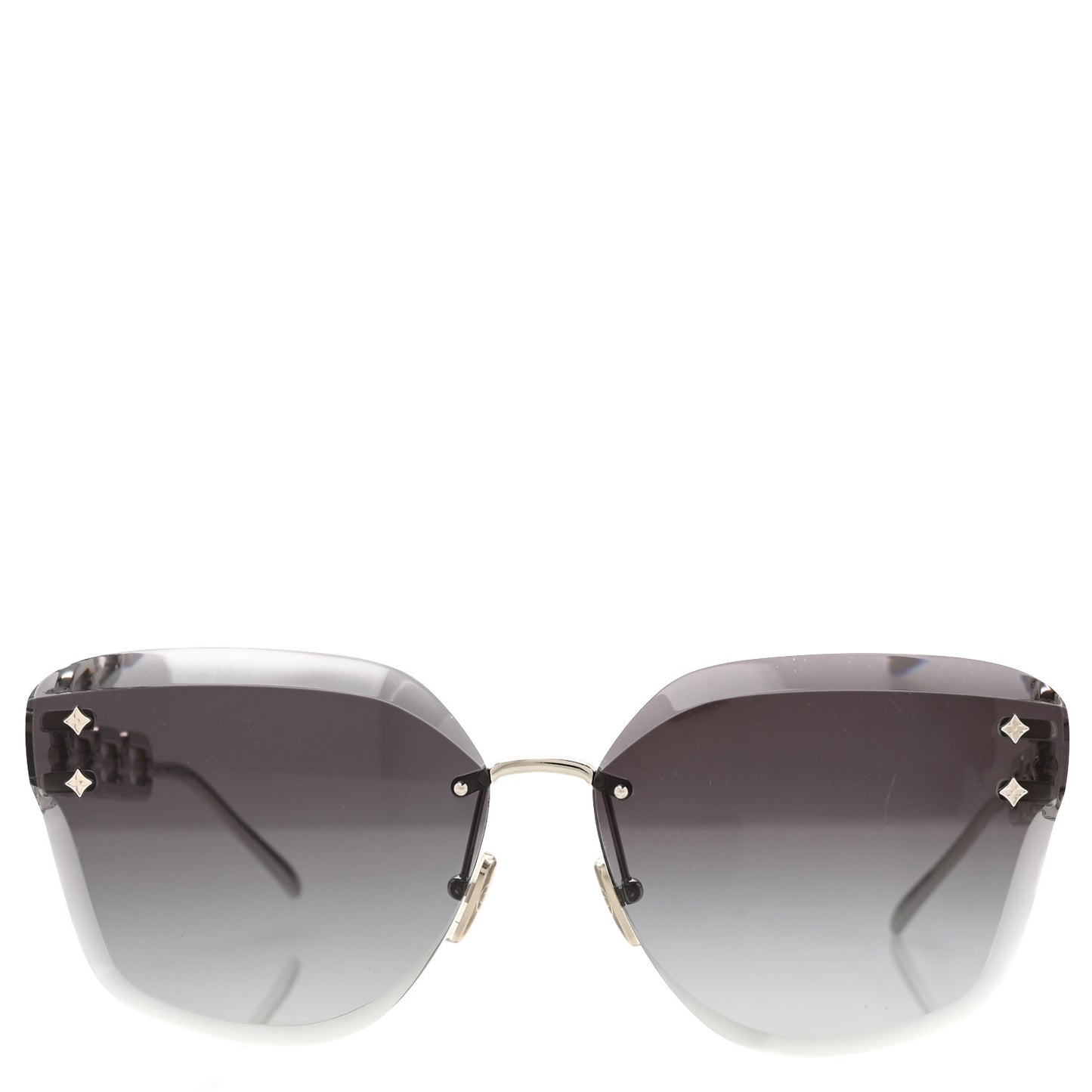 Metal Rimless LV Jewel Cat Eye Sunglasses Z1626U Silver Black