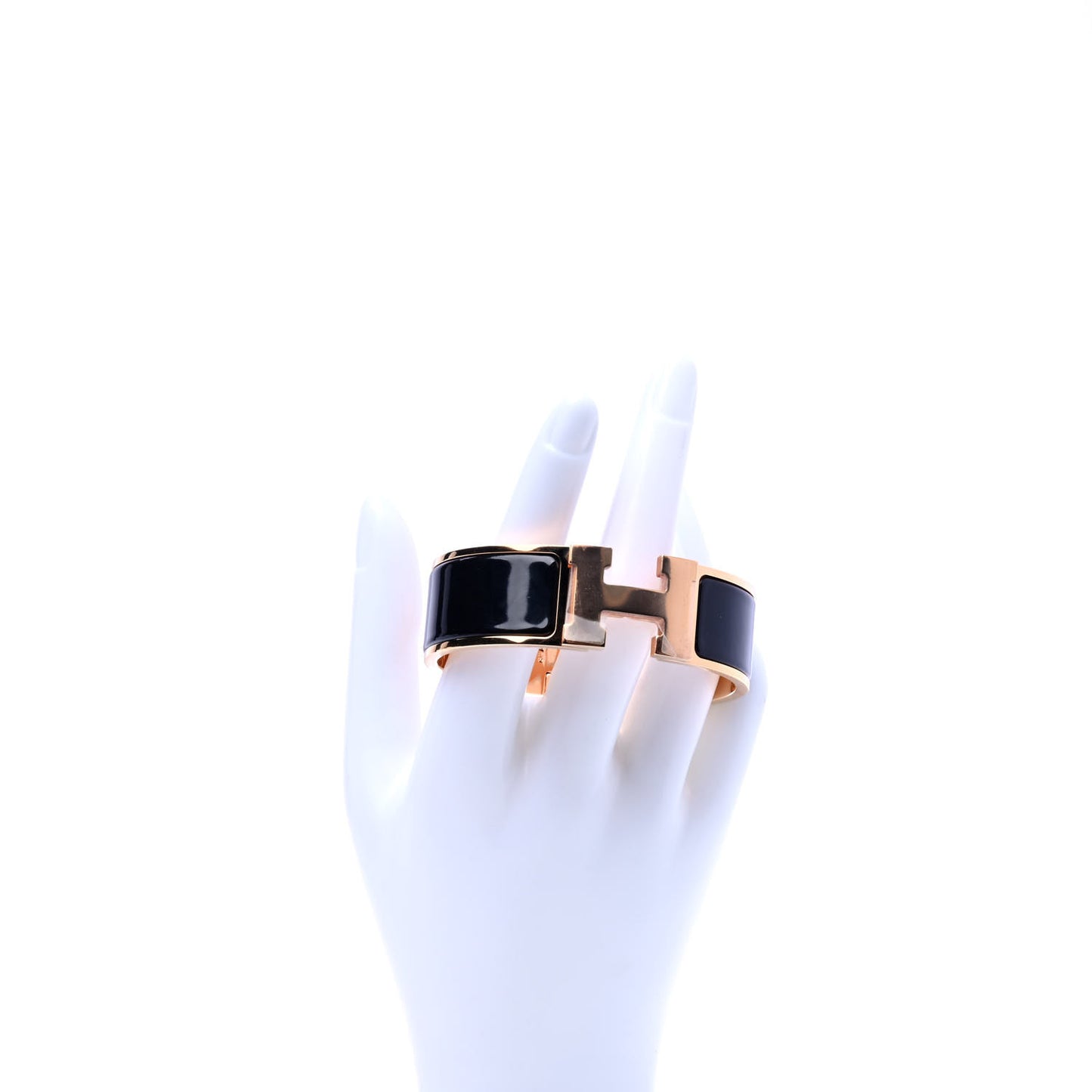Enamel Wide Clic Clac H Bracelet GM Black
