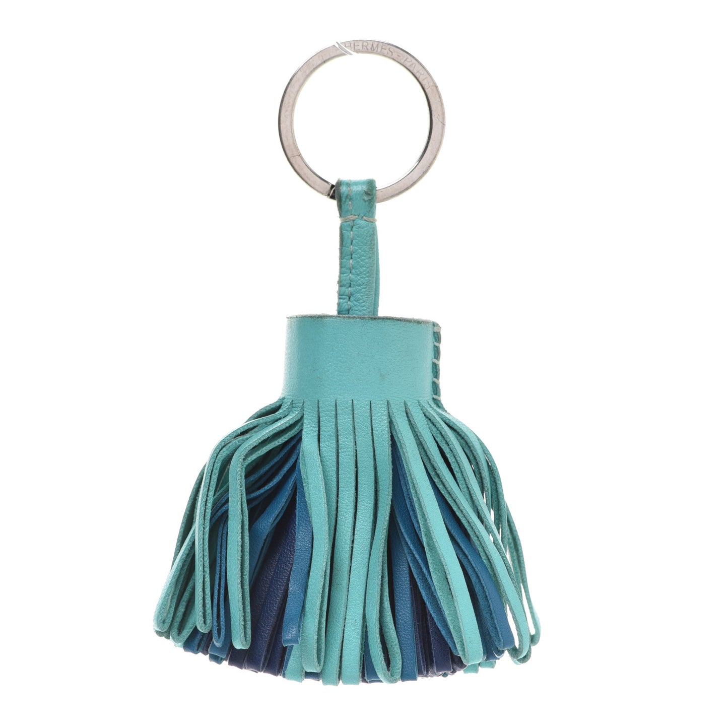 Lambskin Tri-Color Carmen Tassel Key Holder Bleu Lagoon Bleu Izmir Bleu De Malte