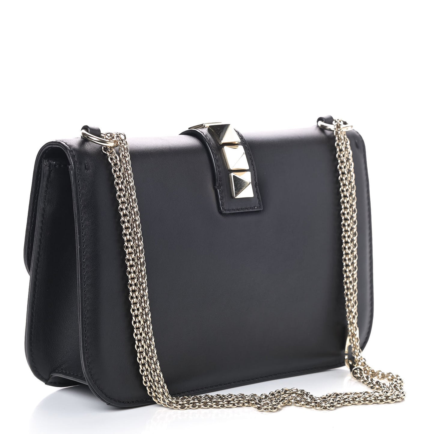 Vitello Medium Glam Lock Rockstud Flap Black