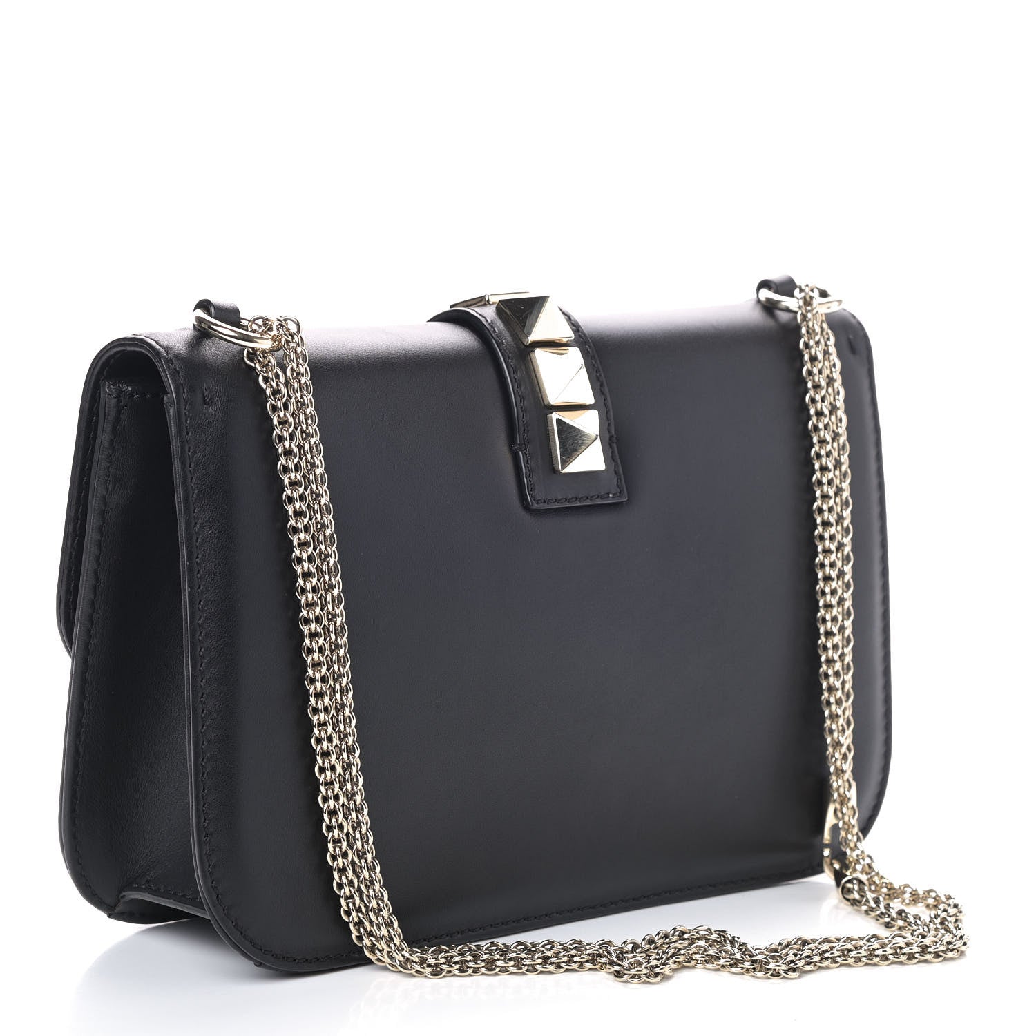 Valentino Garavani Vitello Medium Glam Lock Rockstud Flap Black 2 of 7