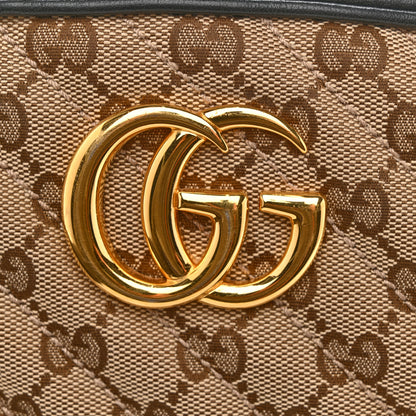 Gucci Monogram Matelasse Diagonal Small GG Marmont Chain Shoulder Bag Beige Black 11 of 13