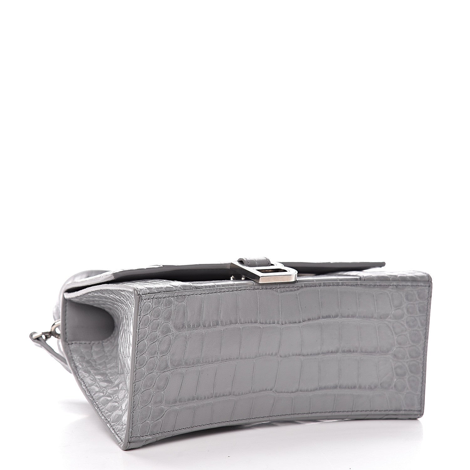 Balenciaga Shiny Calfskin Crocodile Embossed Small Hourglass Top Handle Bag Balenciaga Grey 4 of 15