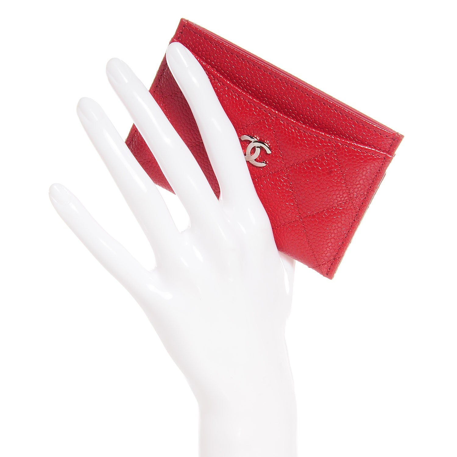 Chanel Caviar Quilted Card Holder Dark Red 2 of 7