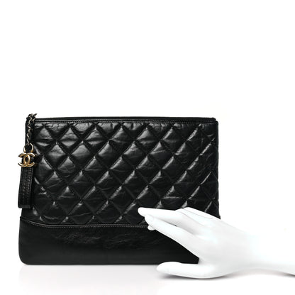 Chanel Aged Calfskin Quilted Medium Gabrielle Cosmetic Case Black 2 of 10