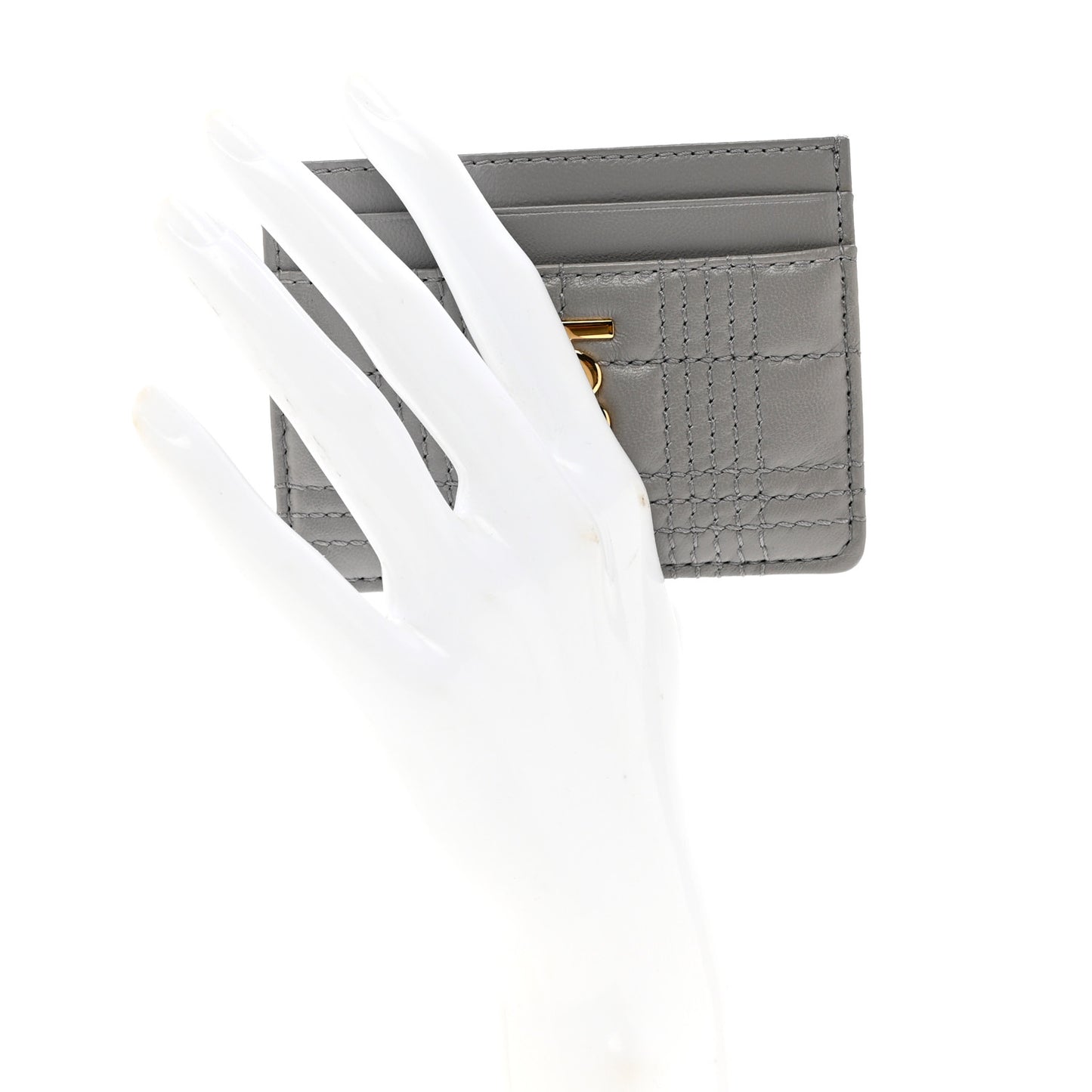 Lambskin Quilted Small Lola Card Holder Grey