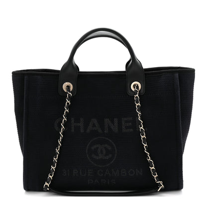 Chanel Mixed Fibers Small Deauville Tote Dark Blue 1 of 12