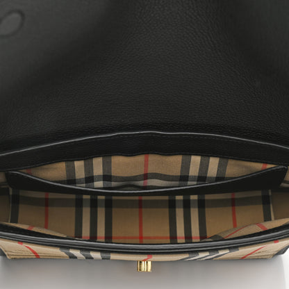 Burberry Grainy Calfskin Vintage Check Note Crossbody Bag Black 5 of 9