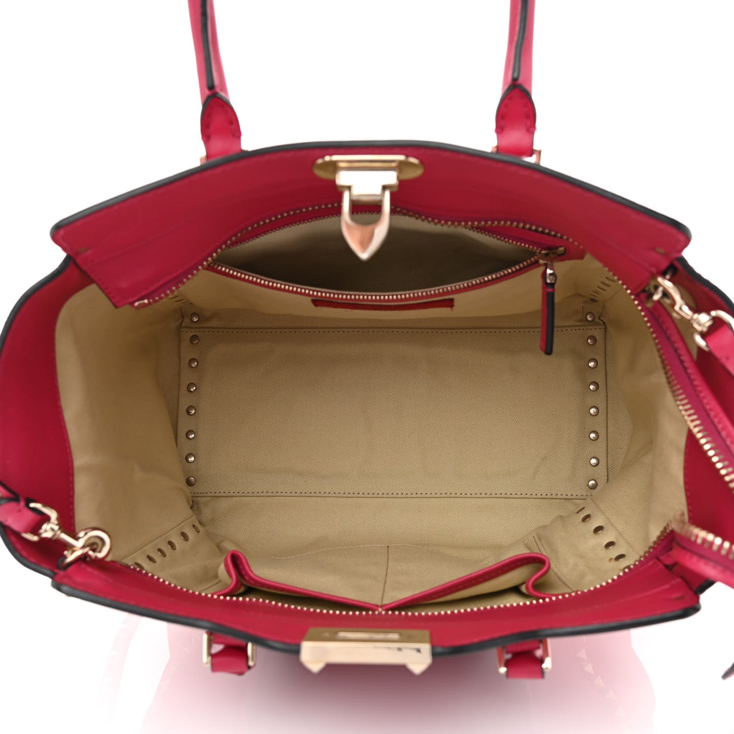 Vitello Rockstud Double Handle Tote Cyclamin