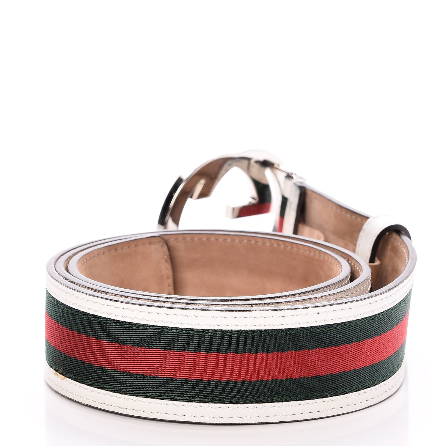 Gucci Calfskin Web Interlocking G Belt 90 36 White 3 of 5