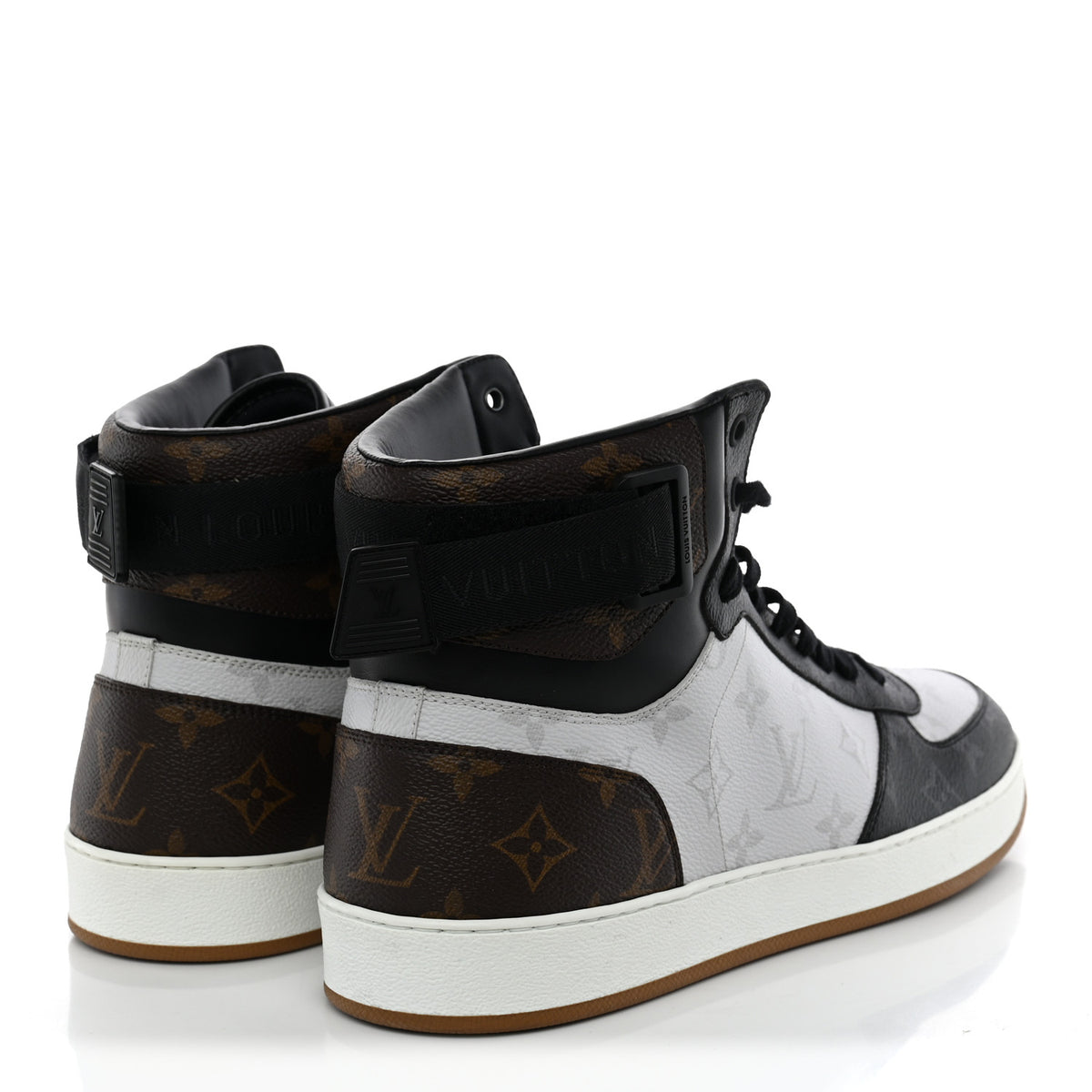 Calfskin Monogram Mens Rivoli High Top Sneakers 10 Black